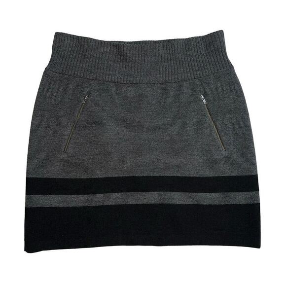 Ann Taylor LOFT Black & Gray Merino Wool Blend Sweater Skirt Zippers Size M NWOT - Picture 1 of 7